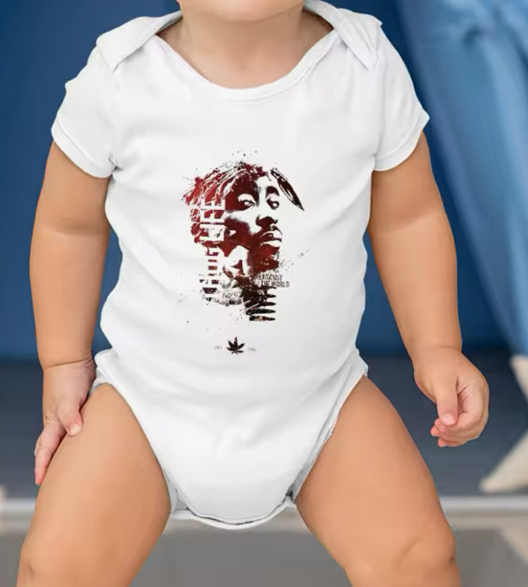 Reperi "Tupac" Pop Art me ngjyra të lehta, Hipster Infant Onesie, një pjesë