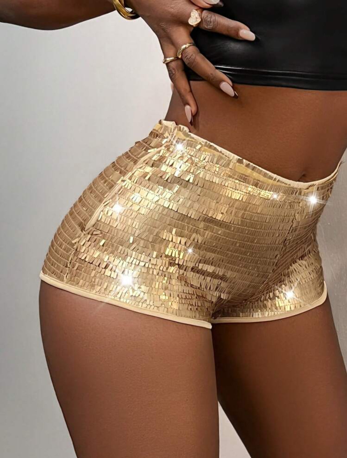 “Shine Girl” Low Waist Sequin Glitter Shorts