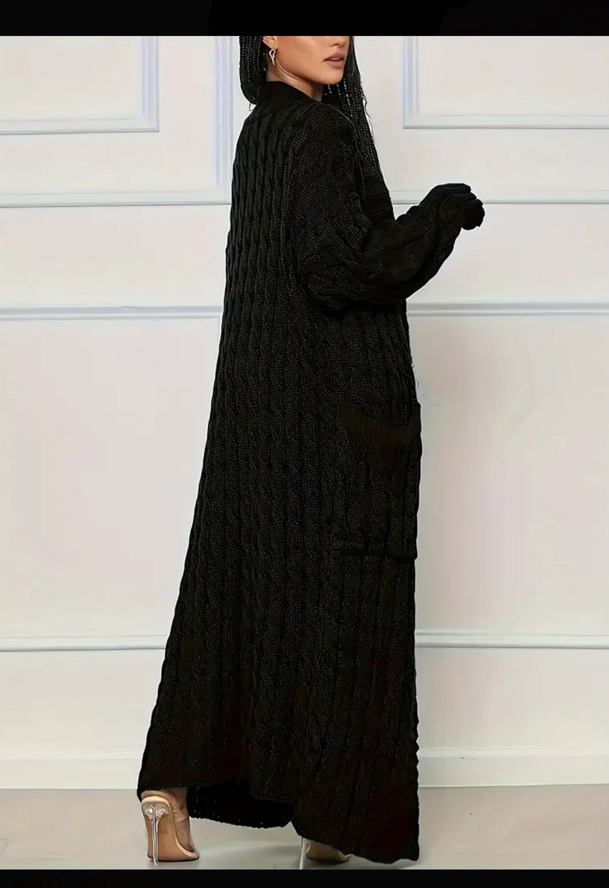 Plus Size Solid Elegant Jacquard Longline Cardigan, Posh ♥️ Mommies Collection