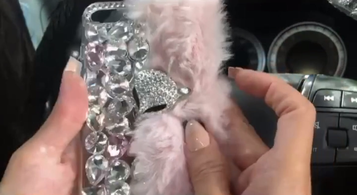 “Luxury Diamond” Metal Fox Faux Fur, iPhone Case