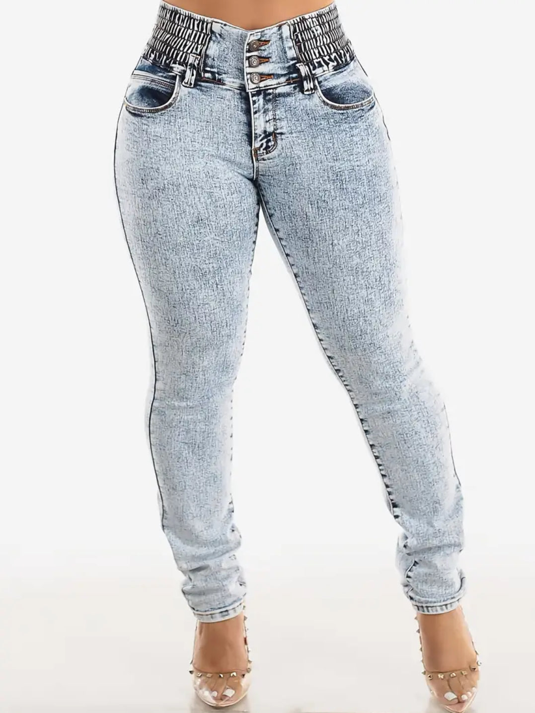 “Jamestown” High Waist Skinny Jeans, High Stretch Street Style