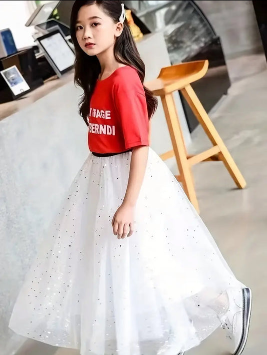 Starry Sequins High Waist Fairy Tulle Skirt