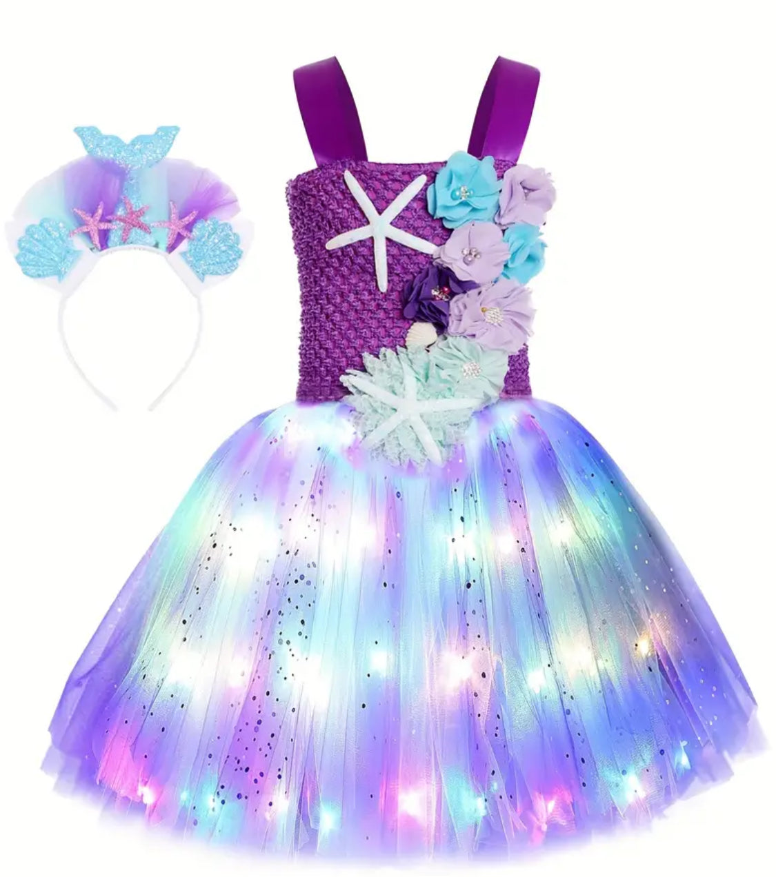 Under The Sea Mystical Mermaid, Sparkling Light-Up Design, Adjustable Shoulder Straps