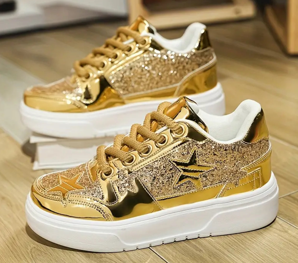 Gold Shoes For Men Gold Glitter Platform 1970s Pimp Disco Dancer