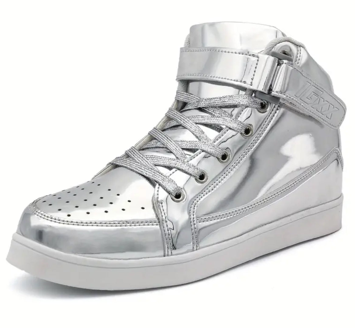 Boys, High Top, Metallic Sneakers