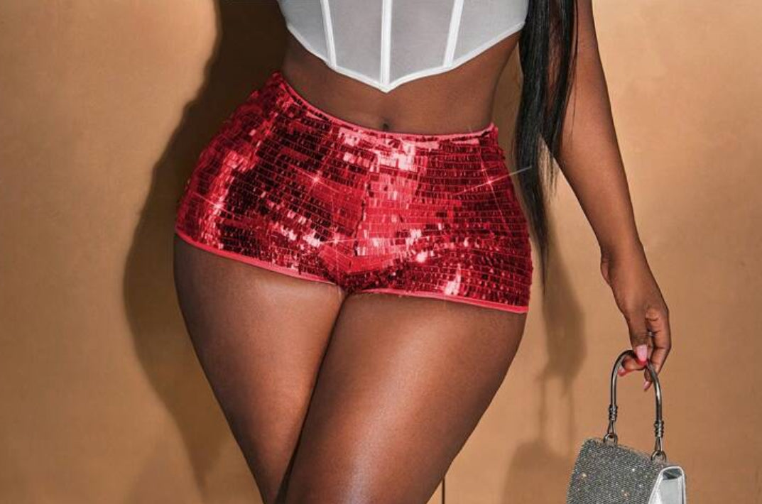 “Shine Girl” Low Waist Sequin Glitter Shorts