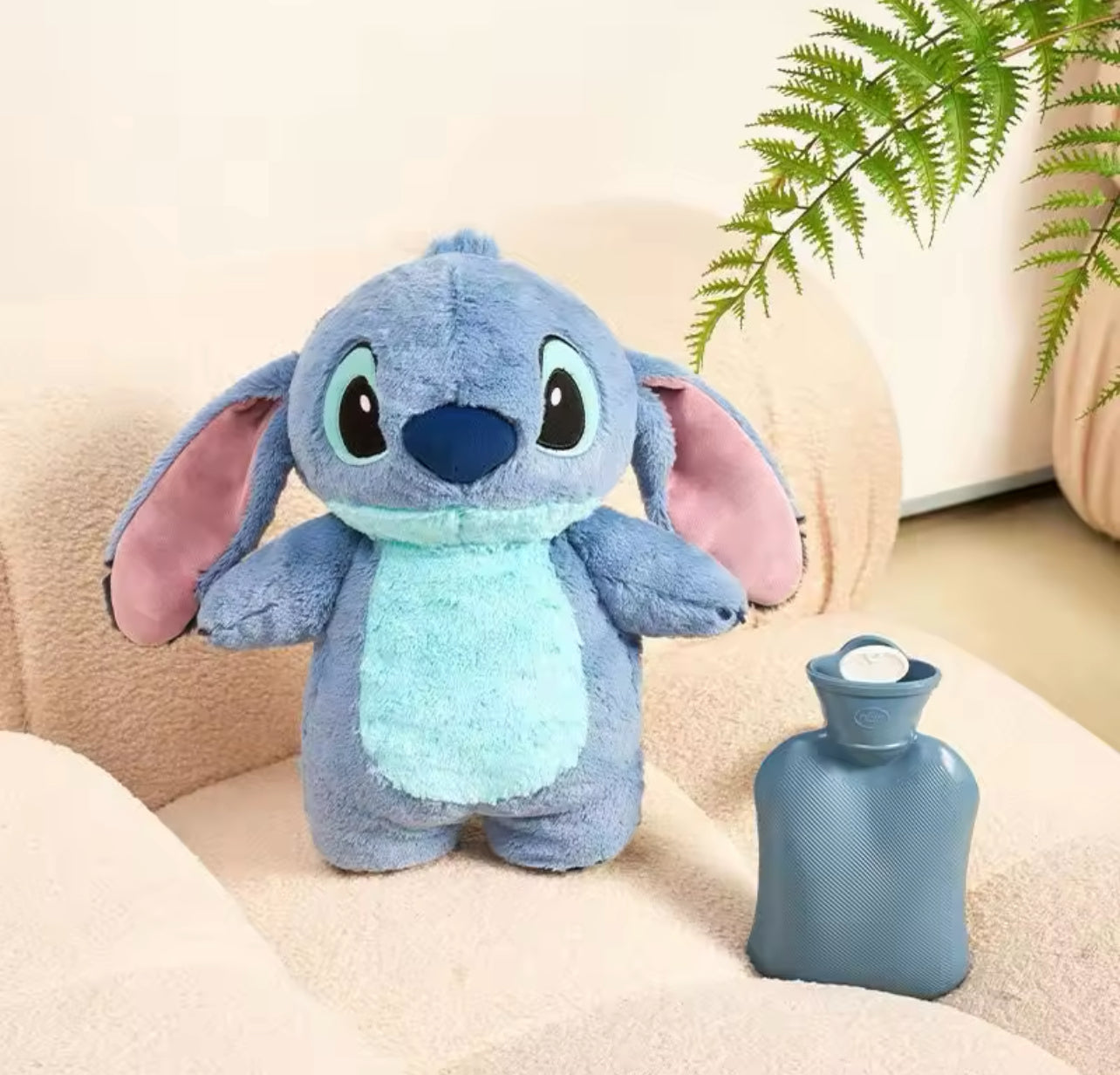 Disney Stitch, shishe me ujë të nxehtë prej pelushi, ngrohës dore