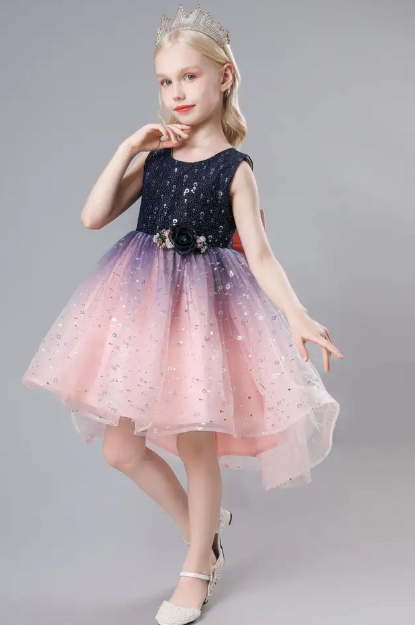 “Ombré Pink” Sequins Sleeveless Princess Dress