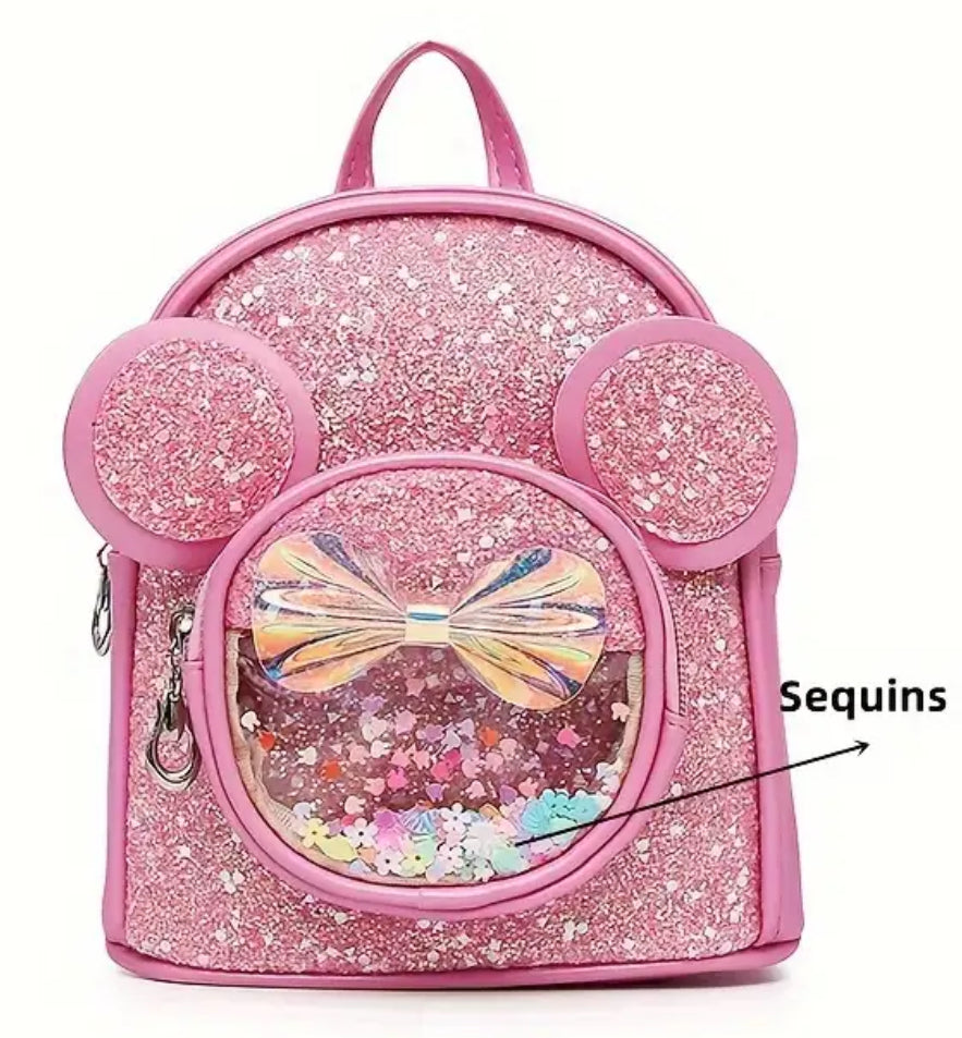 Mochila brillante con lazo y lentejuelas de Minnie