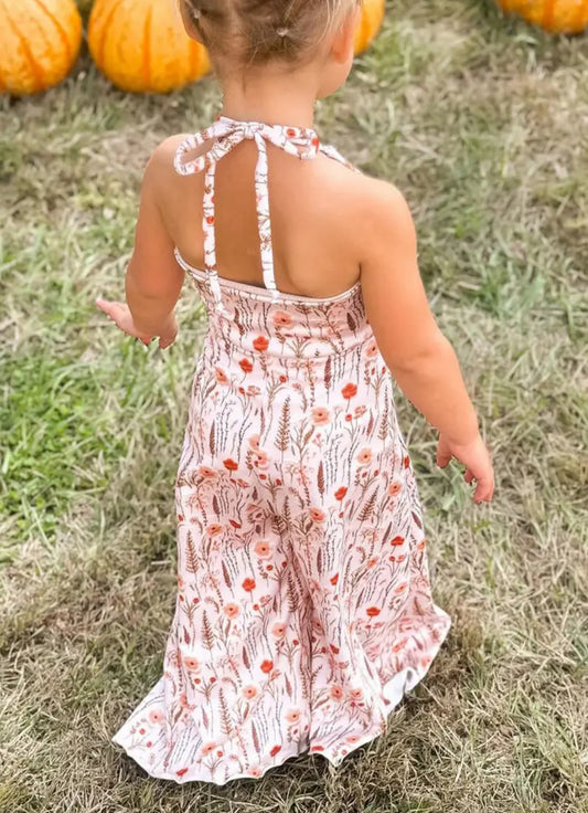 🦋 Girls Floral Jumpsuit Sleeveless Halter Neck Wide Leg