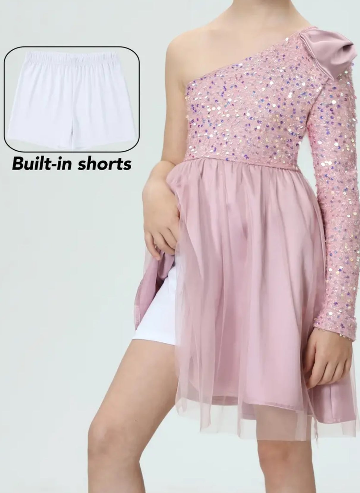 Vestido de fiesta de princesa con un solo hombro y lentejuelas con tul y malla para jóvenes