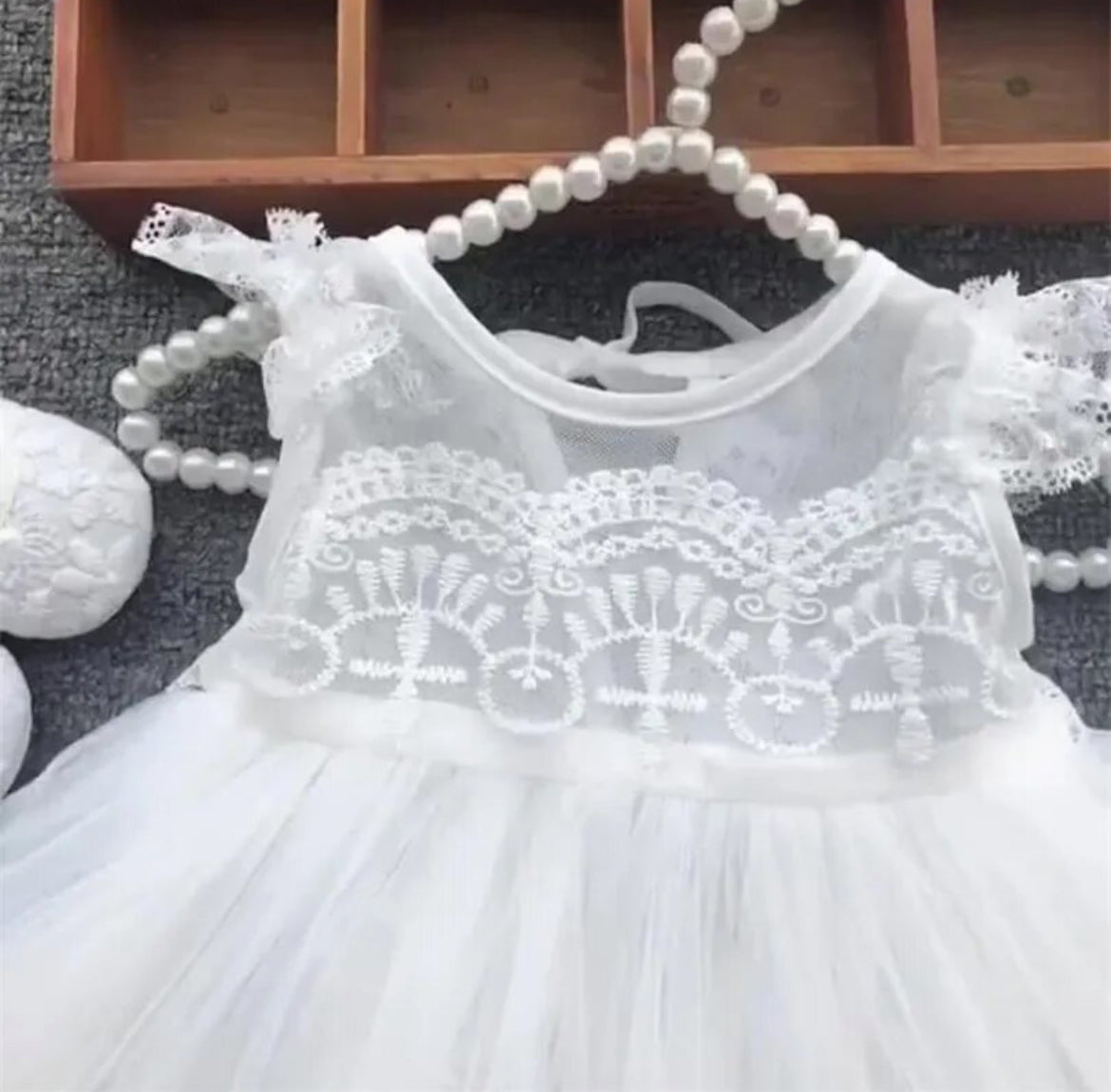 Glam ✨ Baby, Elegant Girl Embroidery Flower Beaded White Gown