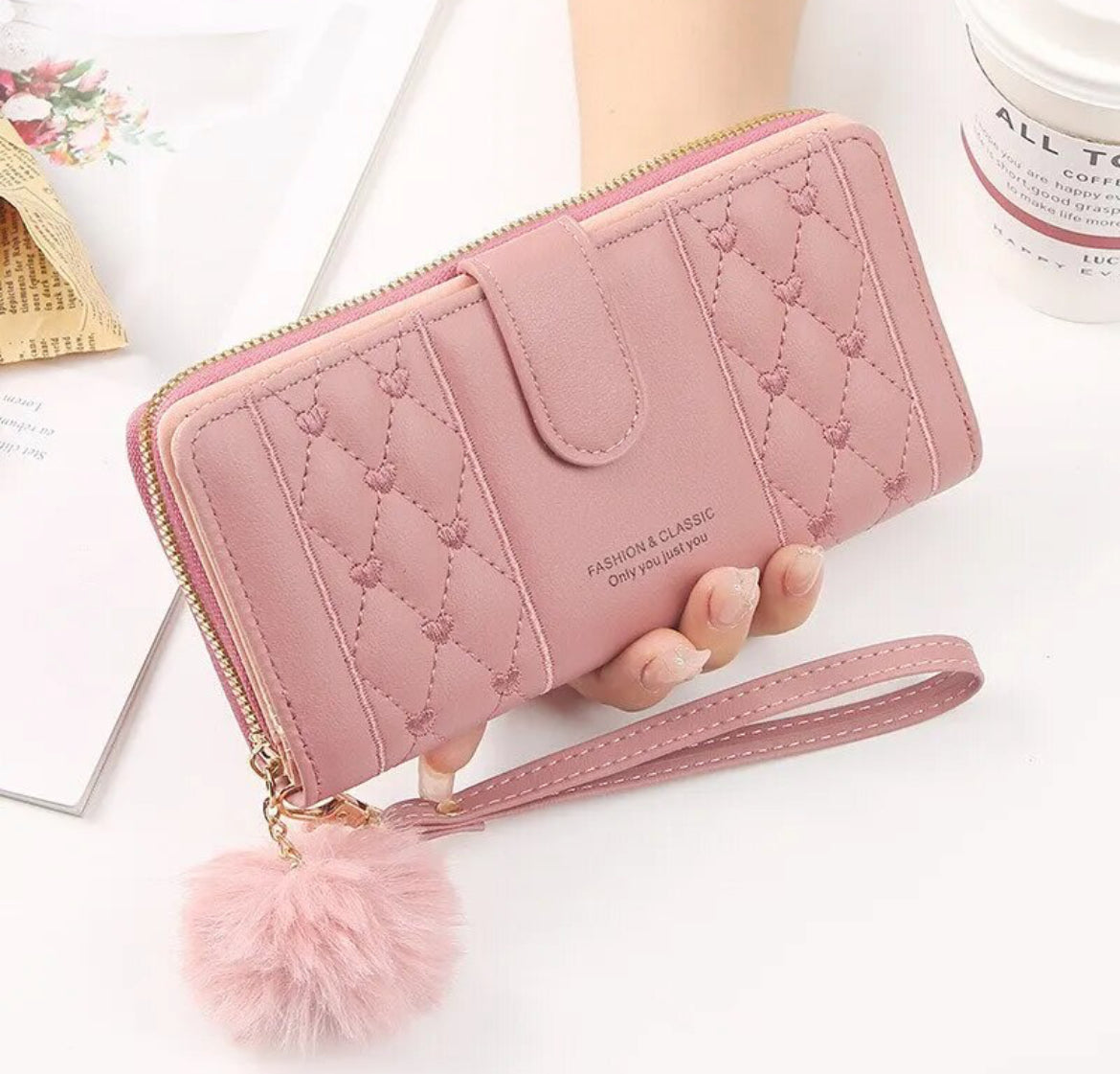 Fashion & Classic! Long Wallet Pu Leather, Coin Purse, Card Organizer, Cell Phone Wristlet Handbag