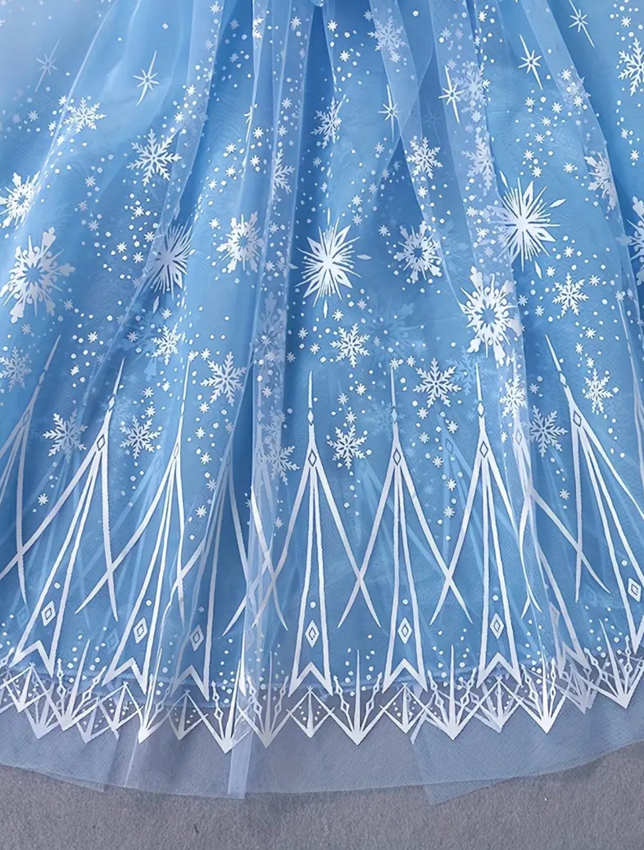 Girls' ❄️ Magical Blue Tulle Cape Dress with White Snowflakes | 29 Inches Long  