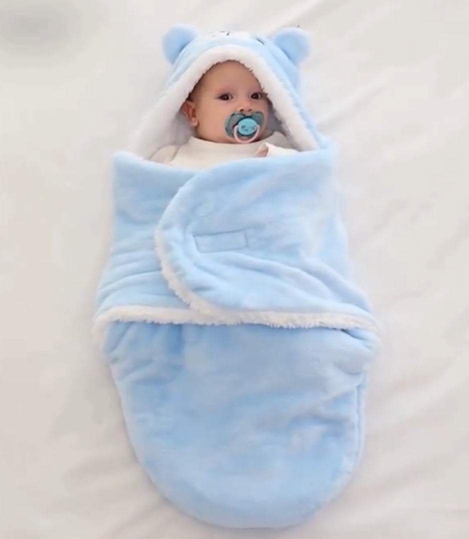 ‘Flannel Baby Friends’ Thickened Soft Swaddling Blanket, Soft Sleeping Bag