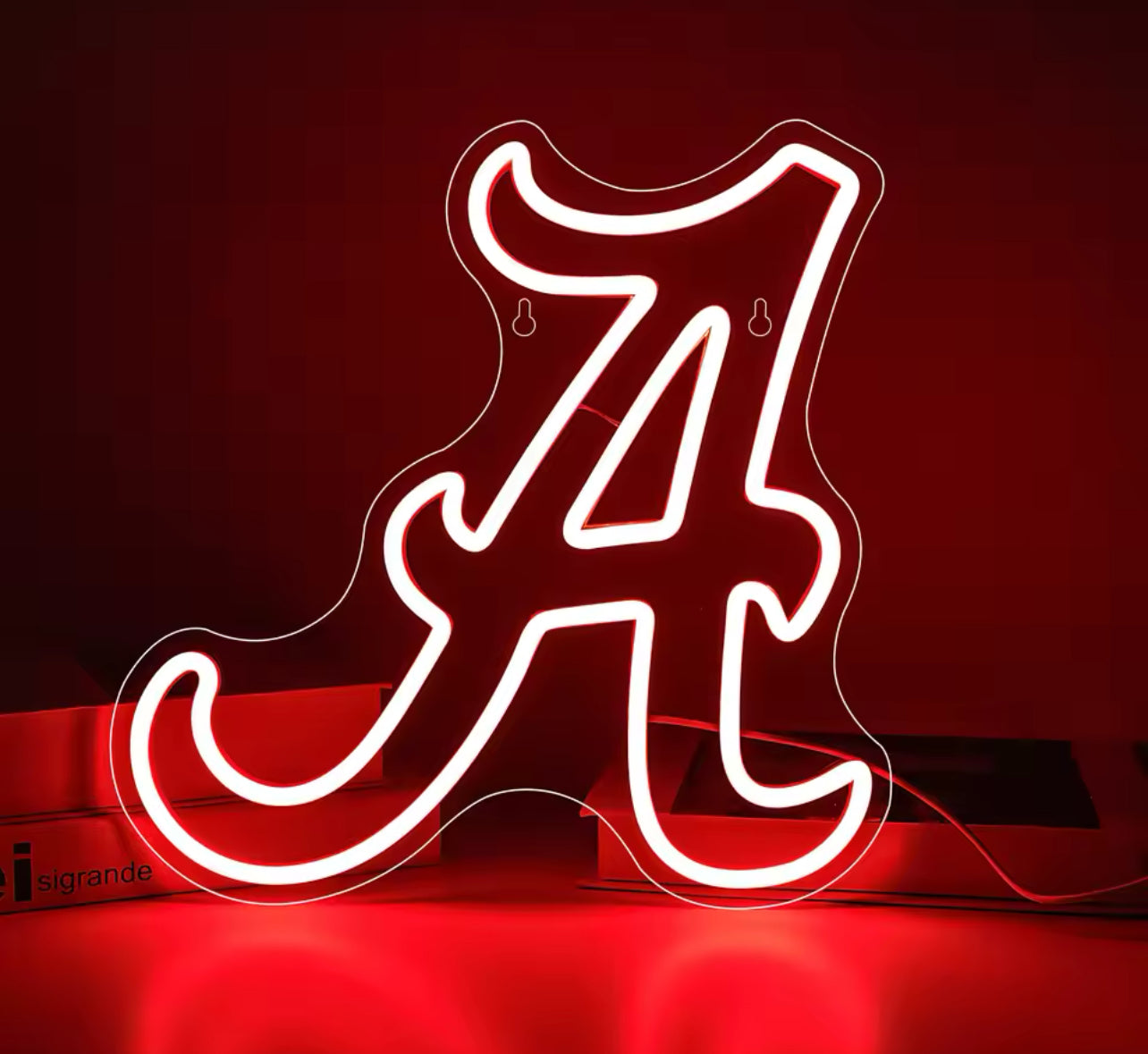 Alabama Neon Sign for Wall Decor Red A, American Football Team Logo