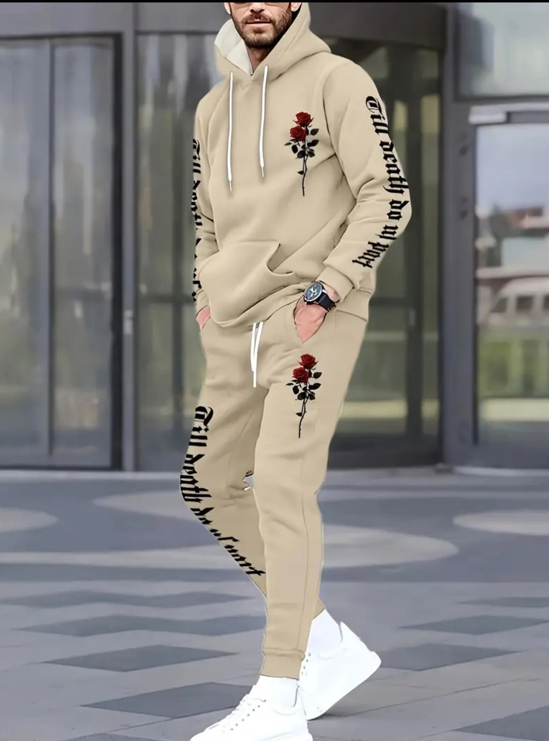 Men's “Las Rosas” Casual Fashion Hoodie & Sweatpants Set