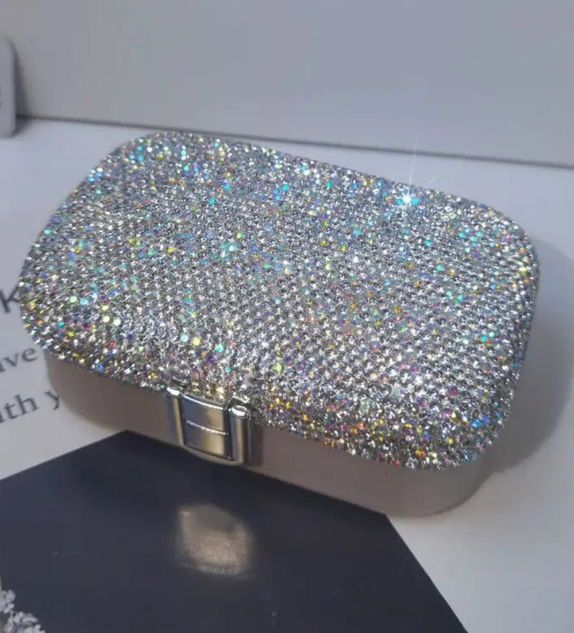 Luxury Rhinestones Jewelry Box, Portable