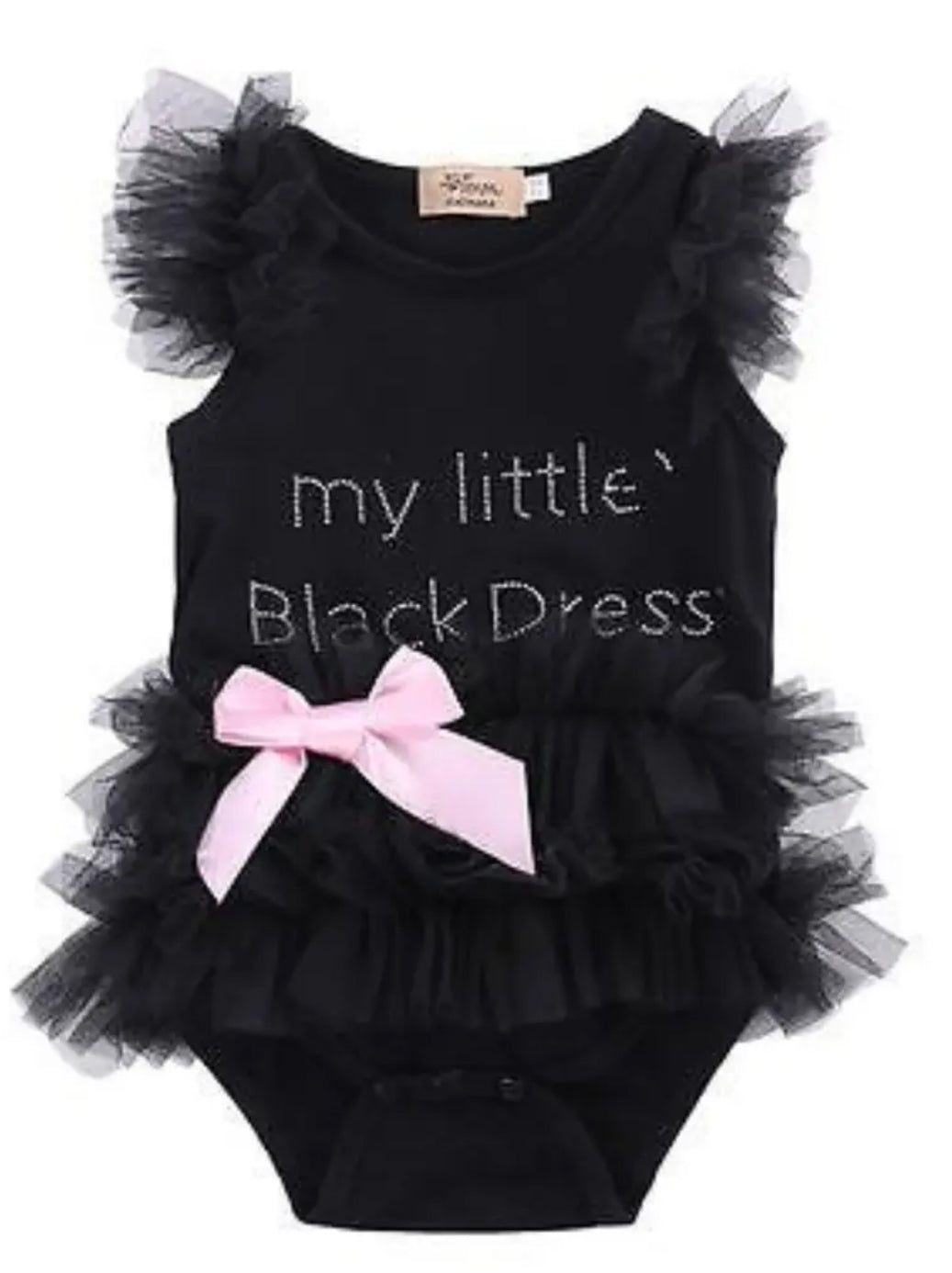 Baby Tutu "My Little Black Dress" Pink Bowknot & Lace Ruffles Bodysuit