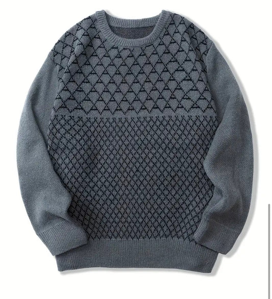 Men’s Knitted Diamond Pattern Sweater, for the Modern Man, S-4XL