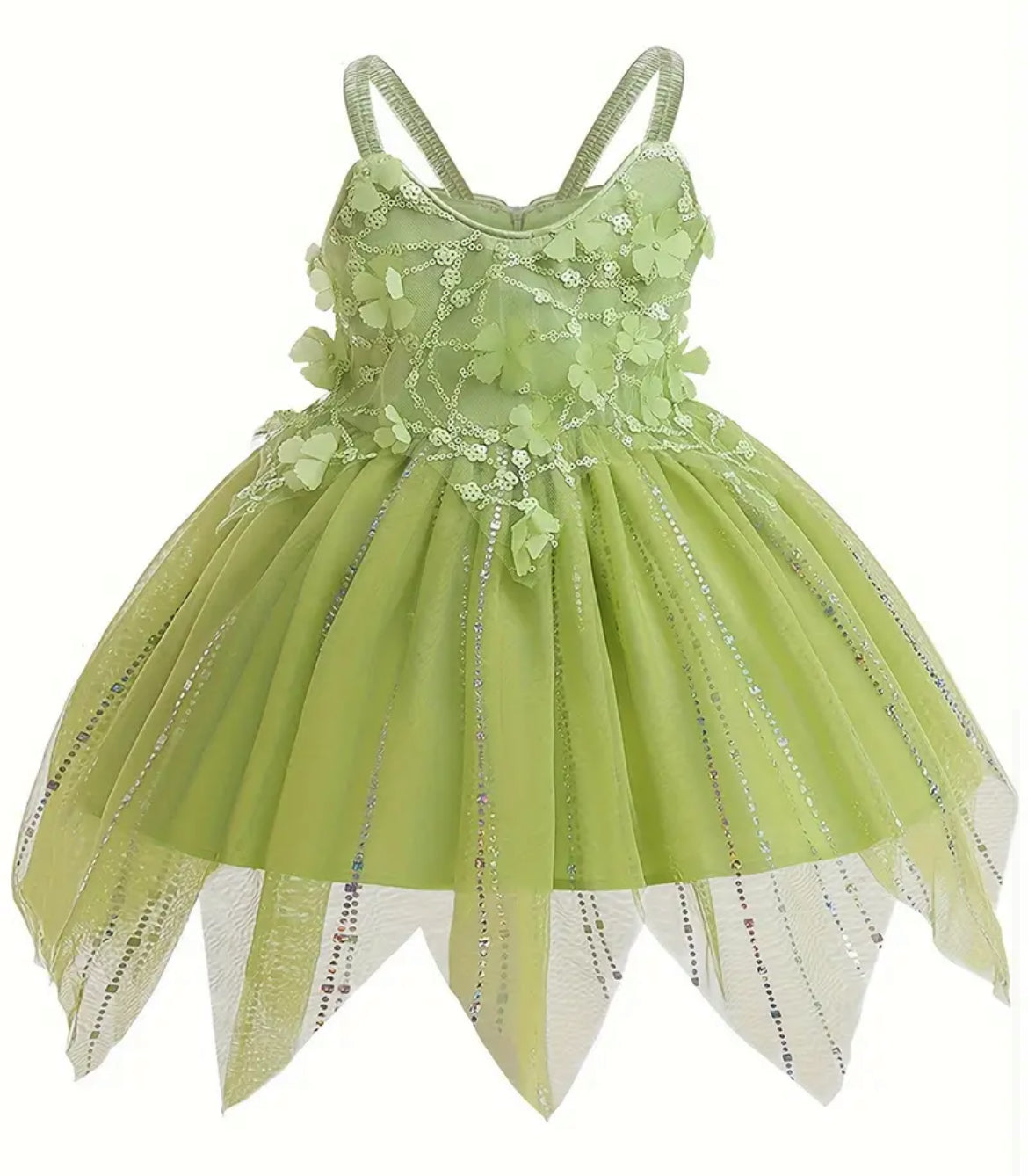 Dreamy Girls Fancy Princess Fairy Tutu Dress, Tinker Bell, Glam ✨ Baby and Disney ♥️🖤Collection