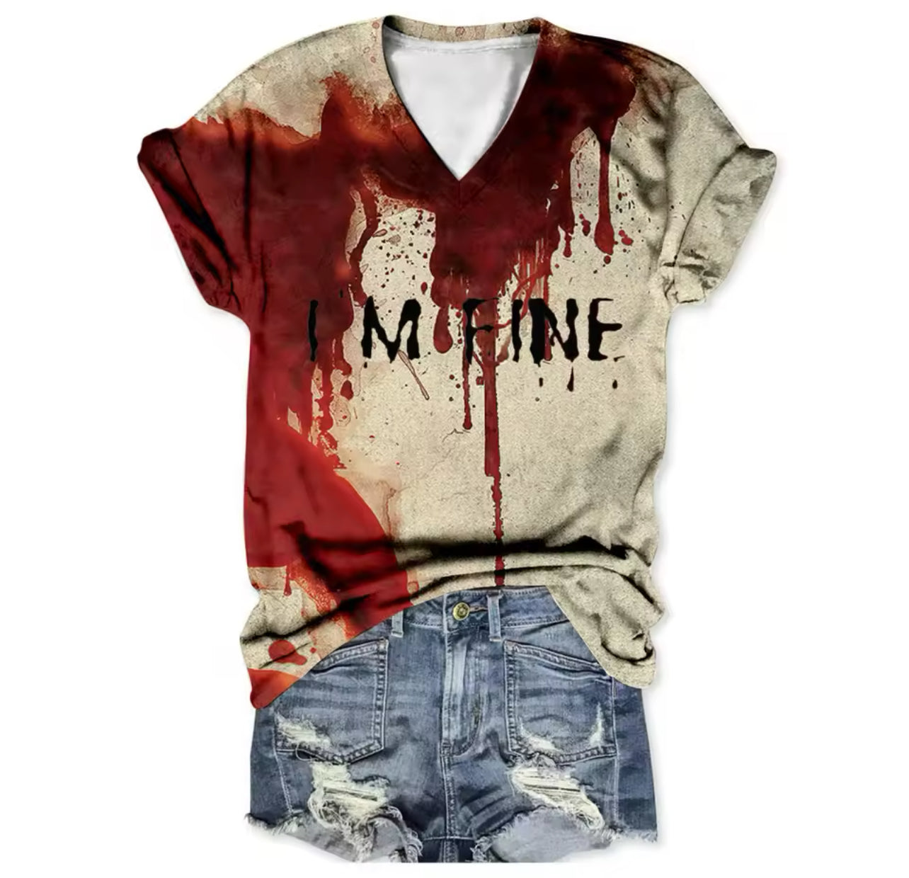 Camiseta de mujer con la frase "I'm Fine Bloody", estilo informal