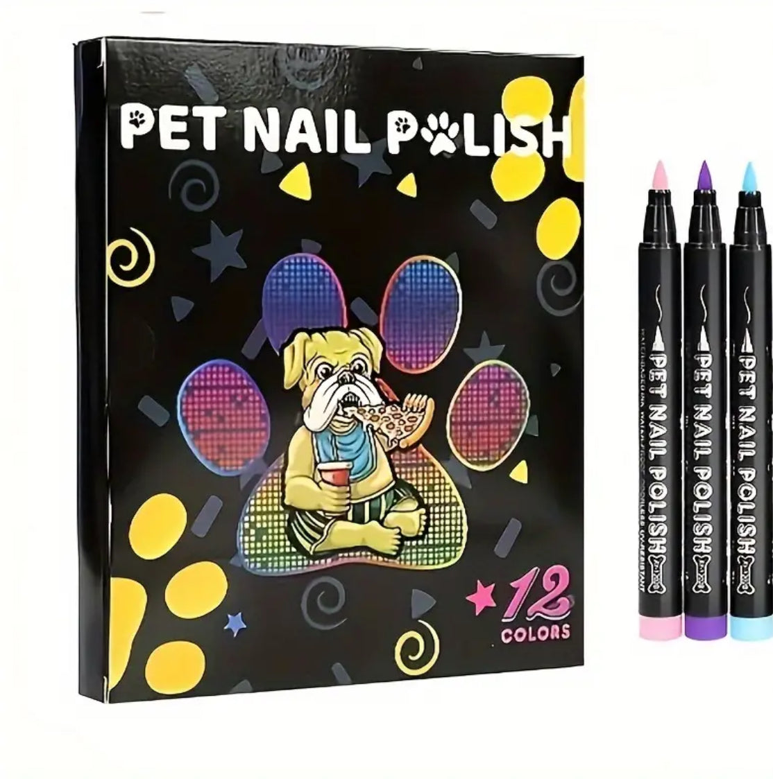 1 Set Of 12 Quick Drying, Acrylic Pet Safe, Easy To Use Nails Paint Markers For Dogs, Cats & other Pets