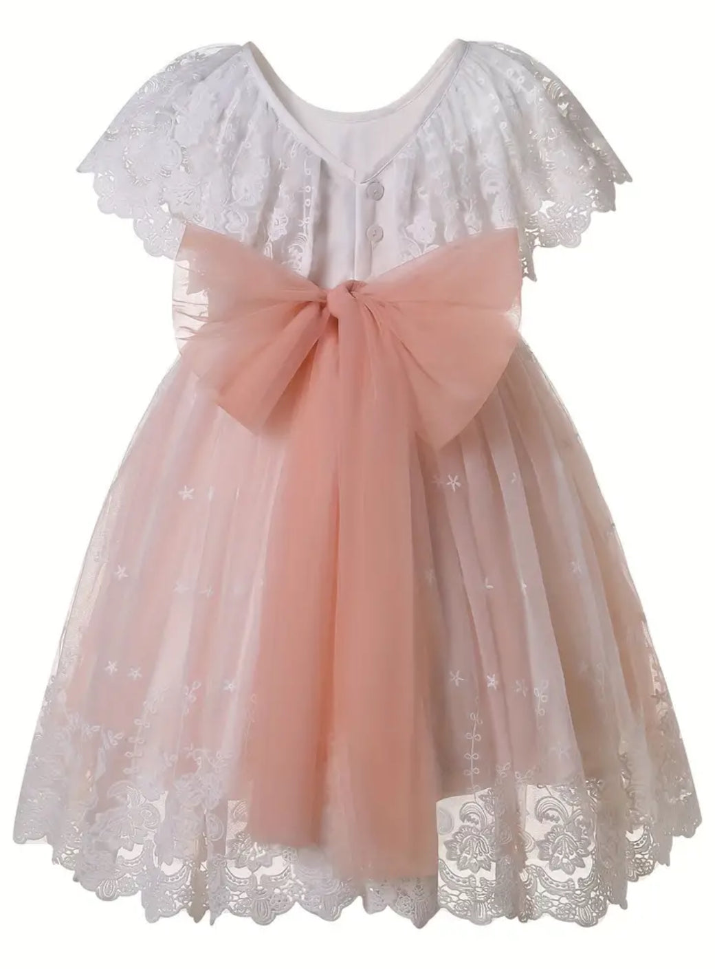 Vajzat “Pink Lace &amp; Ruffles”, Fustan elegant nostalgjik