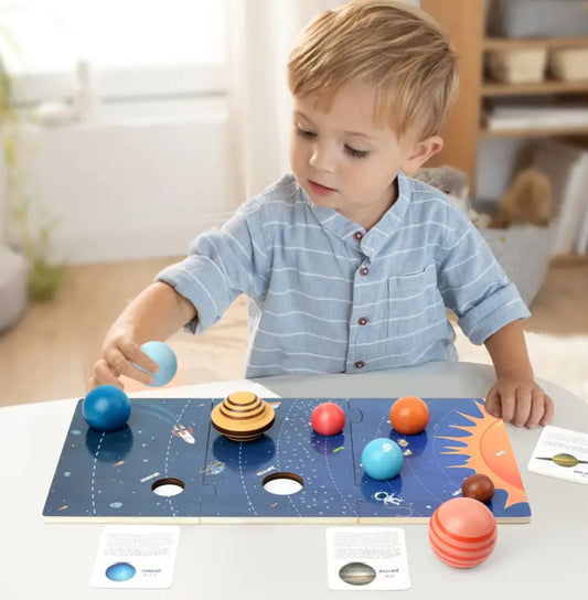 Wooden Solar System Model Board, Montessori Learning for Kids 4-8