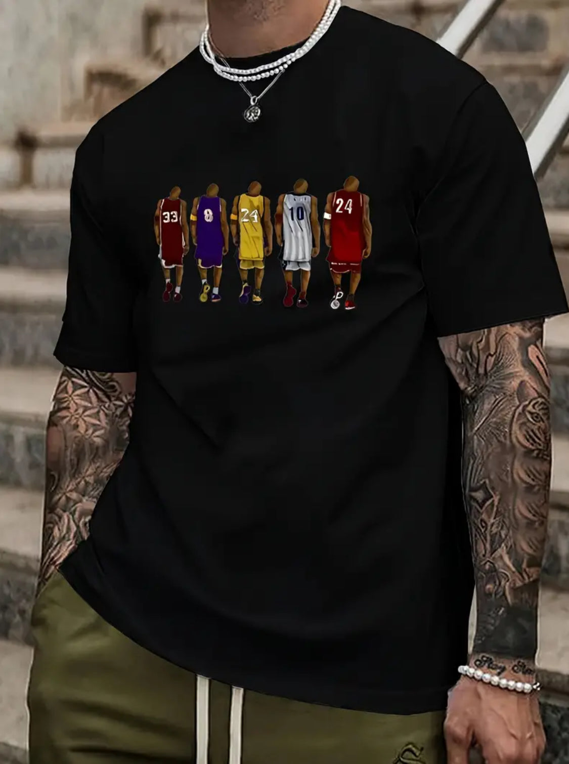 “Baller” 🏀 Camiseta de manga corta con gráficos de jugadores de baloncesto para hombre, hasta 2XL