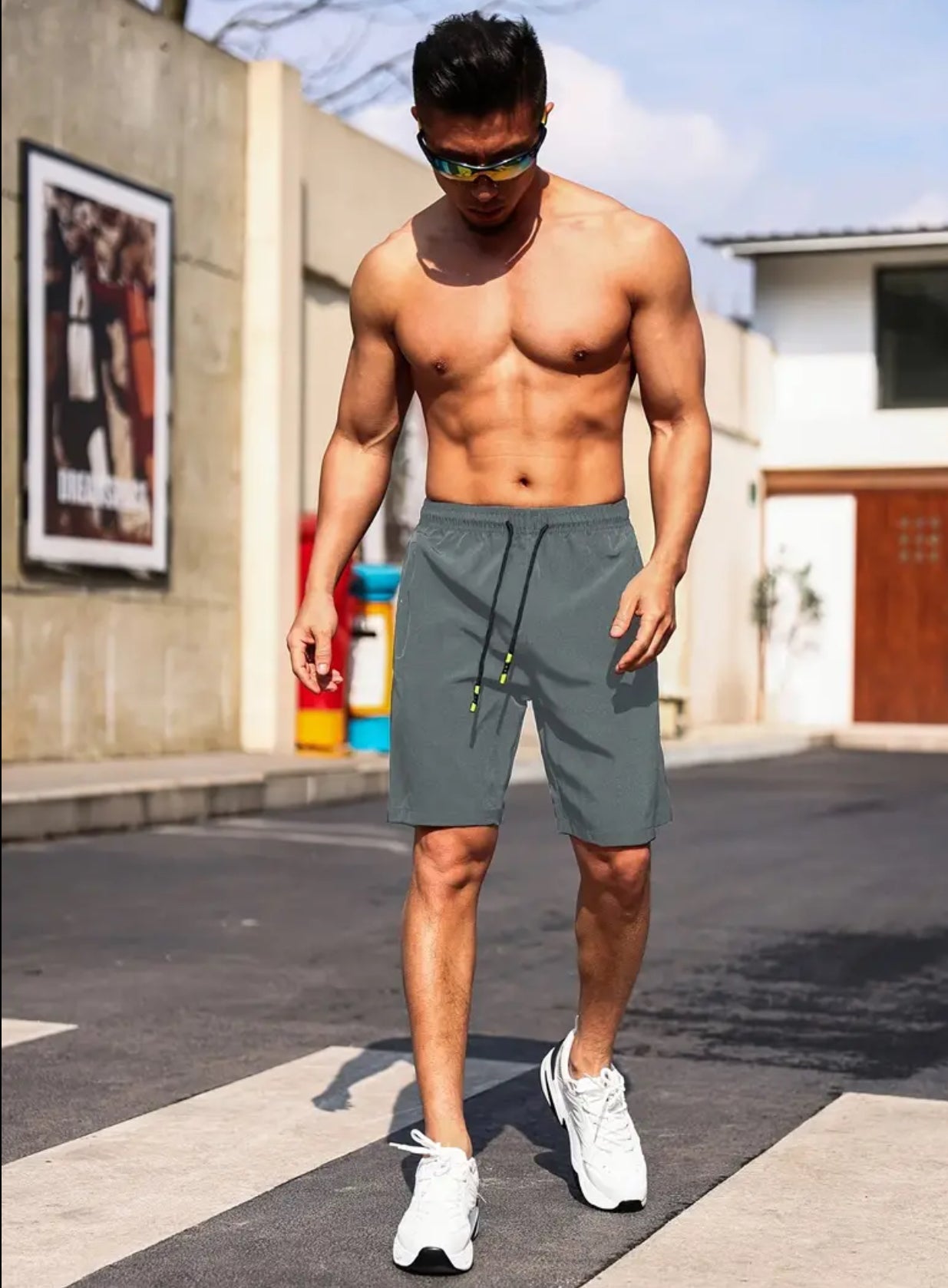 Pantalones cortos de verano con cordón para hombre, deportivos y casuales