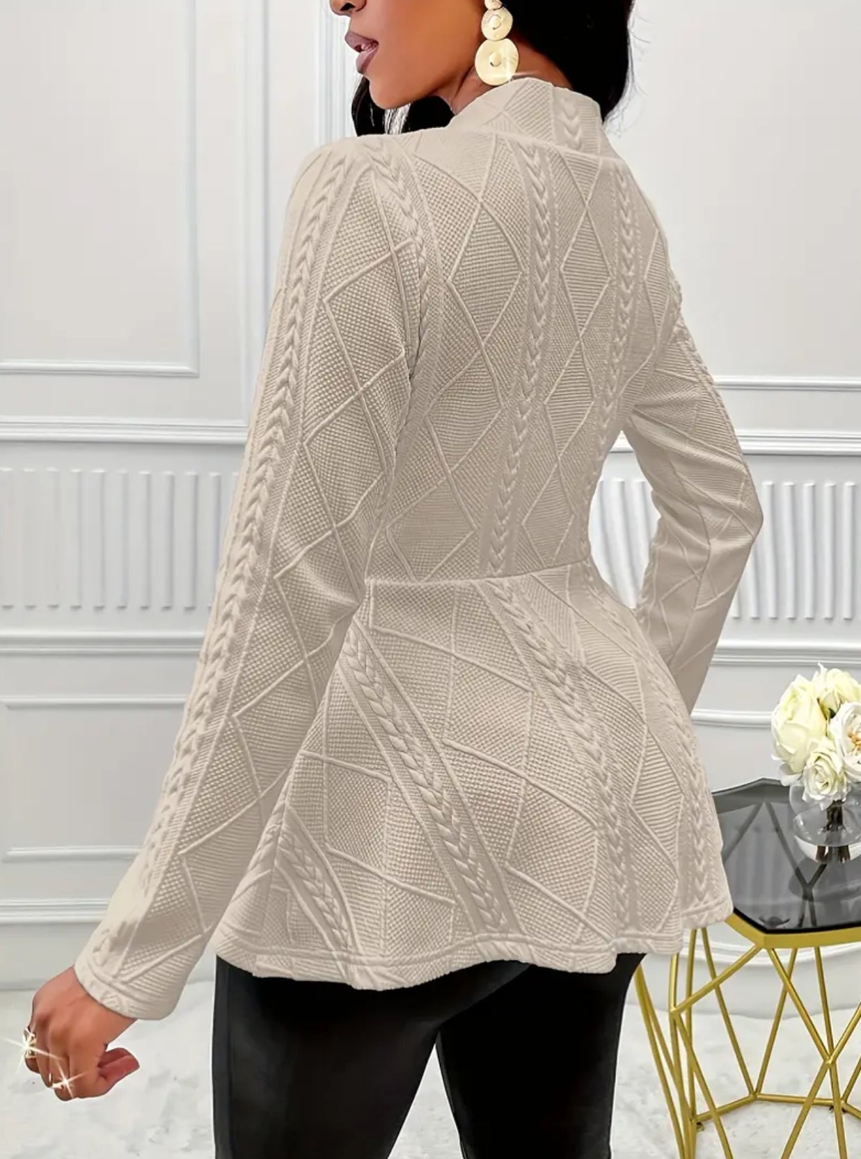 Plus Size Elegant Solid Textured Single-Breasted Long Sleeve Blazer - Flattering Fit, Versatile, and Chic