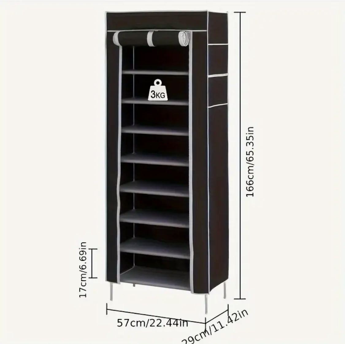 1pc 10 Layer Shoe Cabinet with Dust Cover, Space Saving + Large Capacity