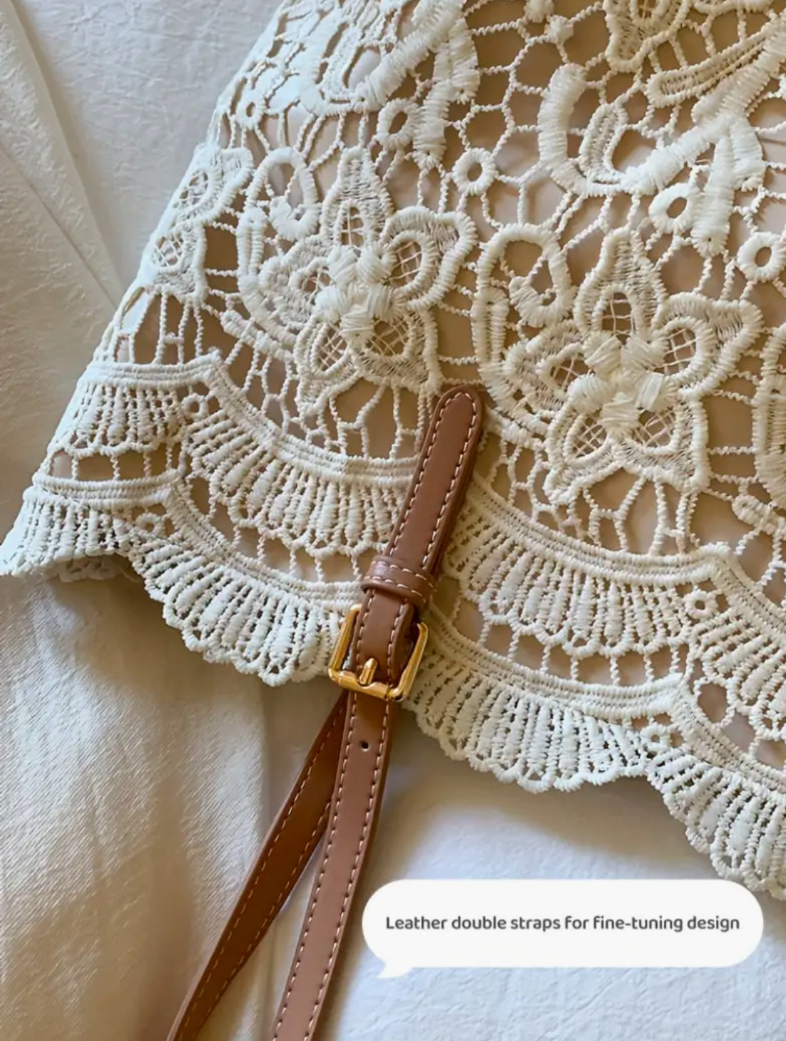 ‘Simply Lace’ Shoulder Bag Fabric Tote with Adjustable Strap