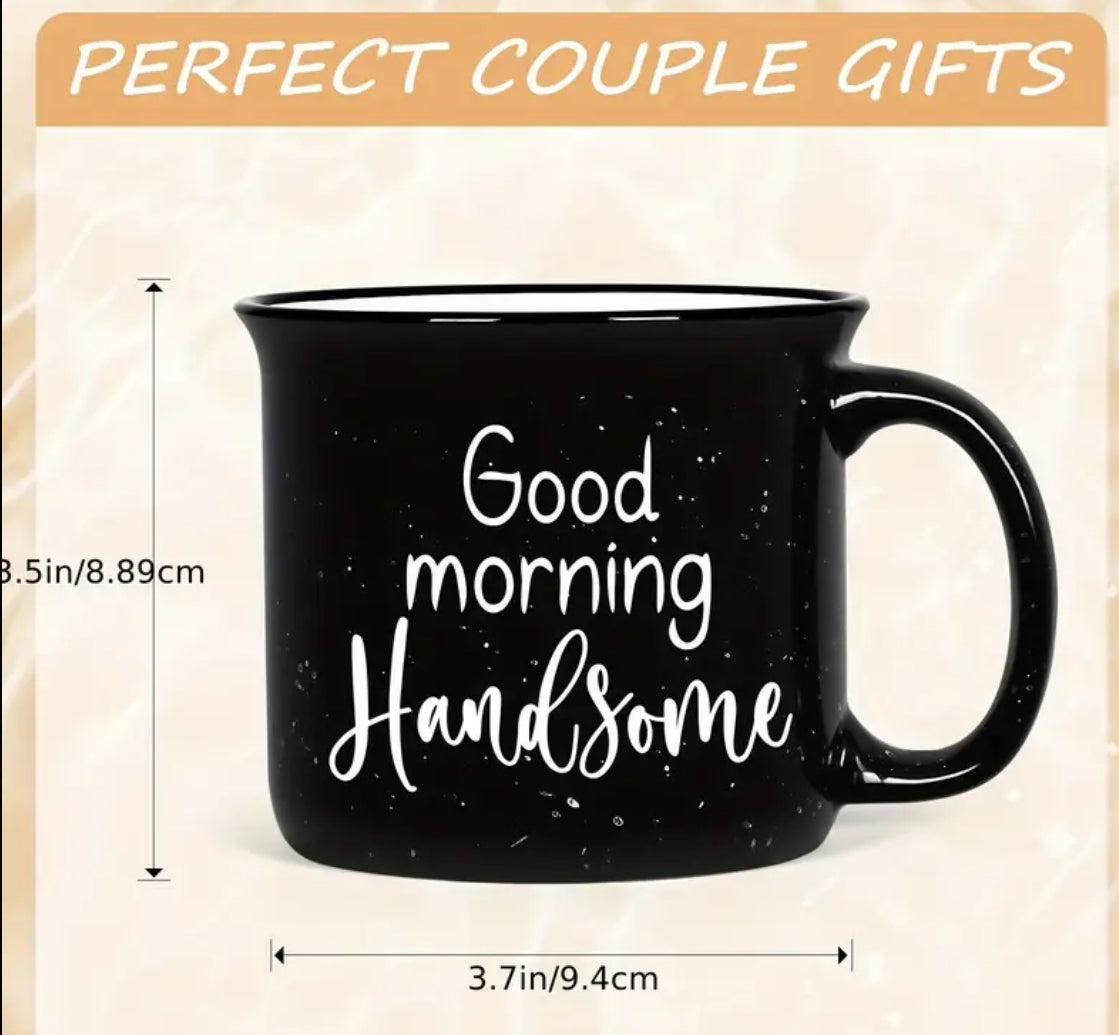 2Pcs Coffee Mugs, Porcelain, Couple Mugs for Mr and Mrs, 15 Oz