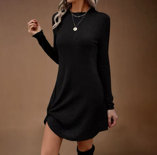 “Sophie” Long Sleeve Stand Collar Mini Wrap Dress