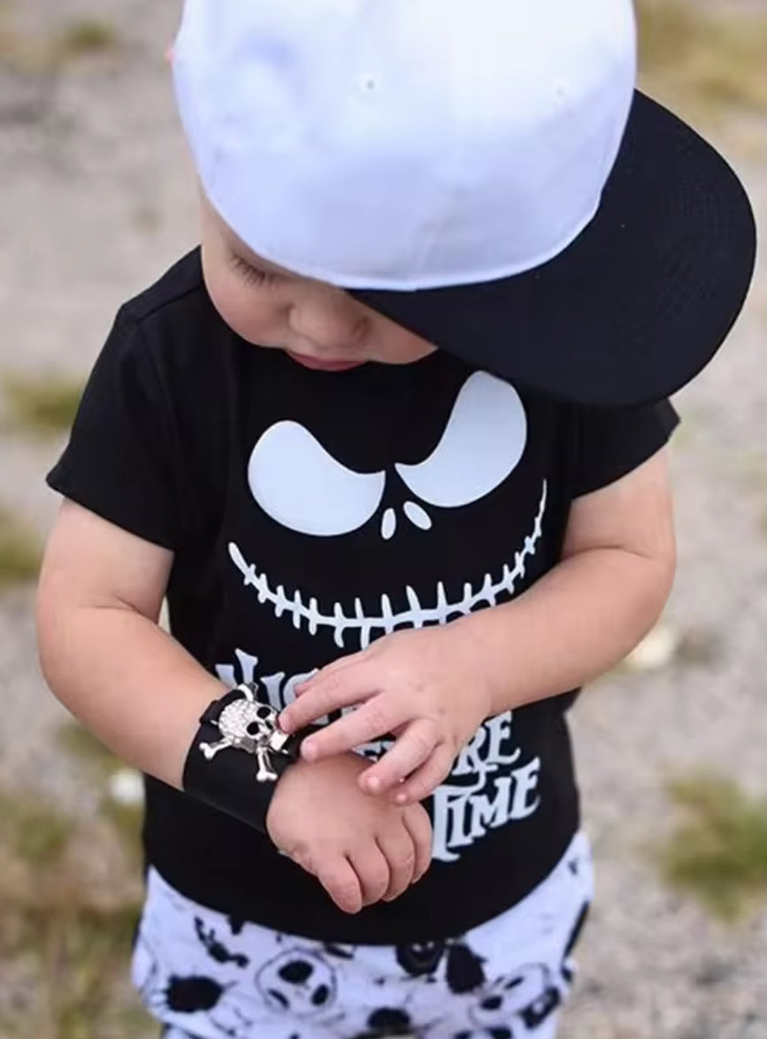 💀🎃 Halloween, Skull Top T-Shirt + Pants 2PCS Baby Boy