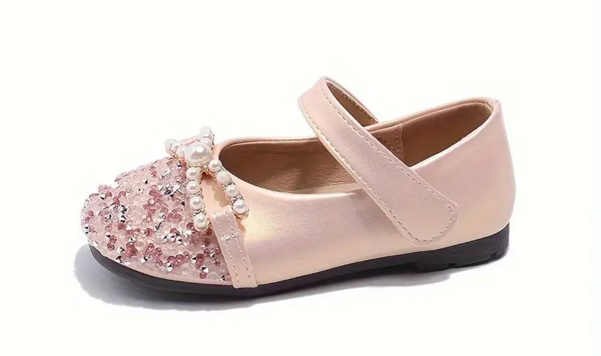 “Trendy Sequin Pearls & Rhinestones” Decor Mary Jane Shoes For Girls,