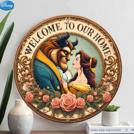 Disney Beauty and the Beast Wooden Round Sign (7.87*7.87inch)