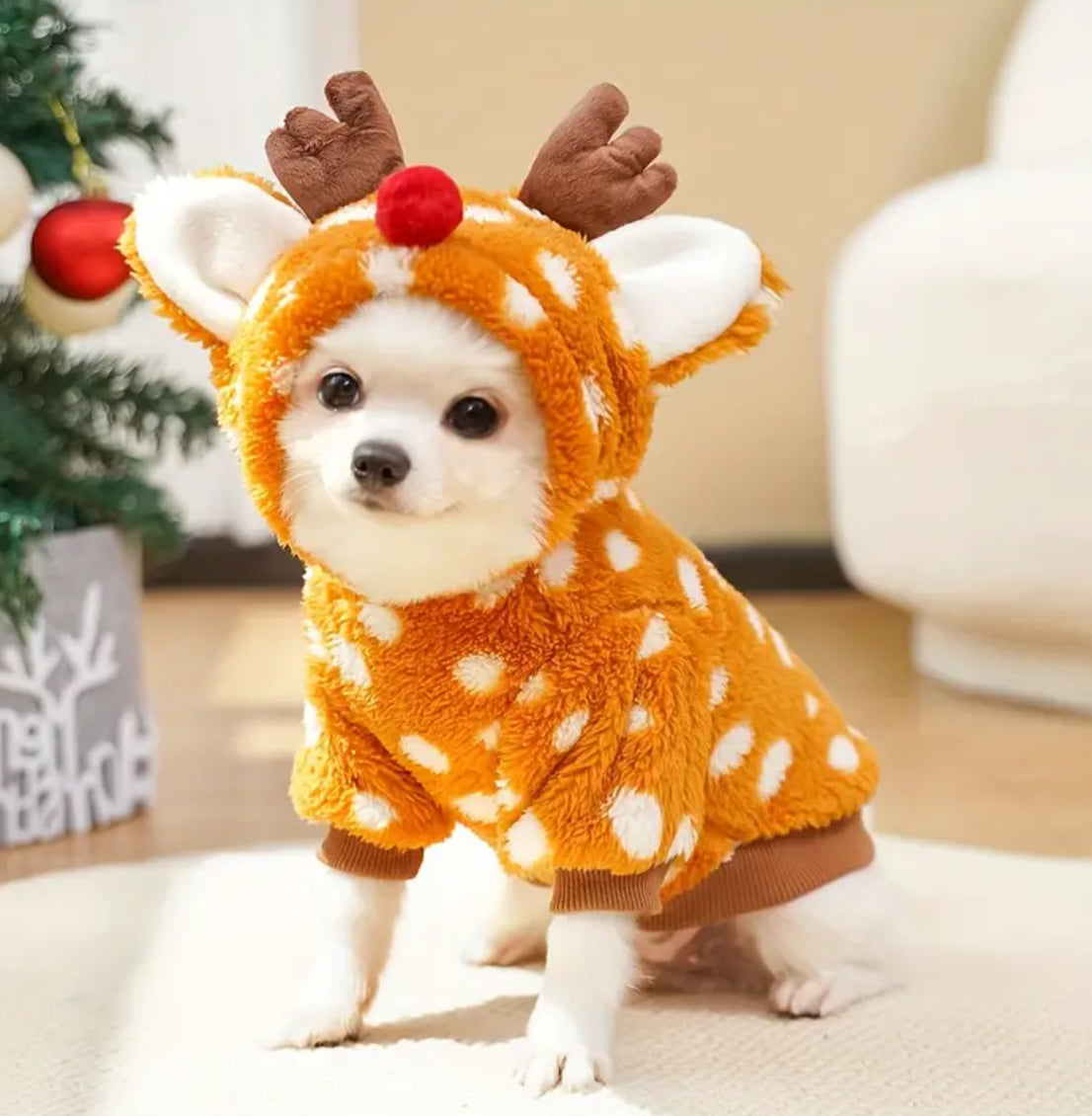 1pc Winter Reindeer Costume, Cozy Pullover for Small Breeds 🦌