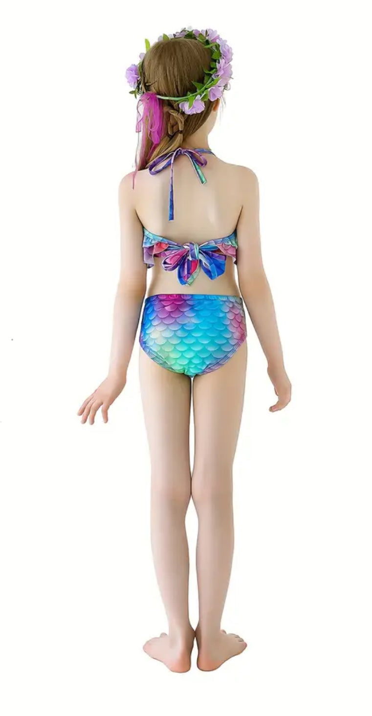 Girls “Mermaid” 4pcs Swimsuit (+Monofin)