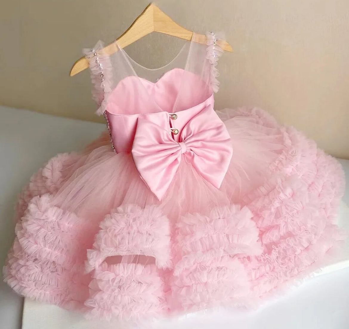 Pink Clouds & Crystal Rhinestones Bow, Princesses Dress