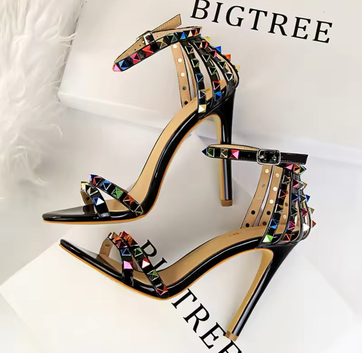 “Rainbows & Stilettos” Roman Style Heeled Sandals, Hollow Out