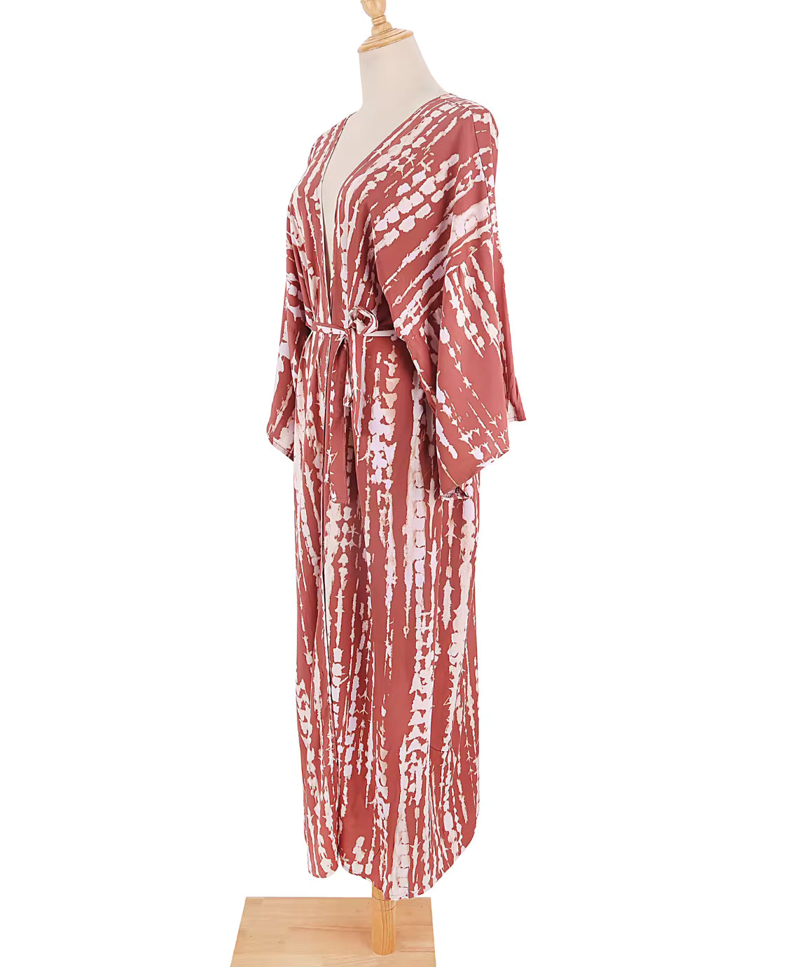 Color Wash Belted Pareo Bohemian Beach Kimono Dress