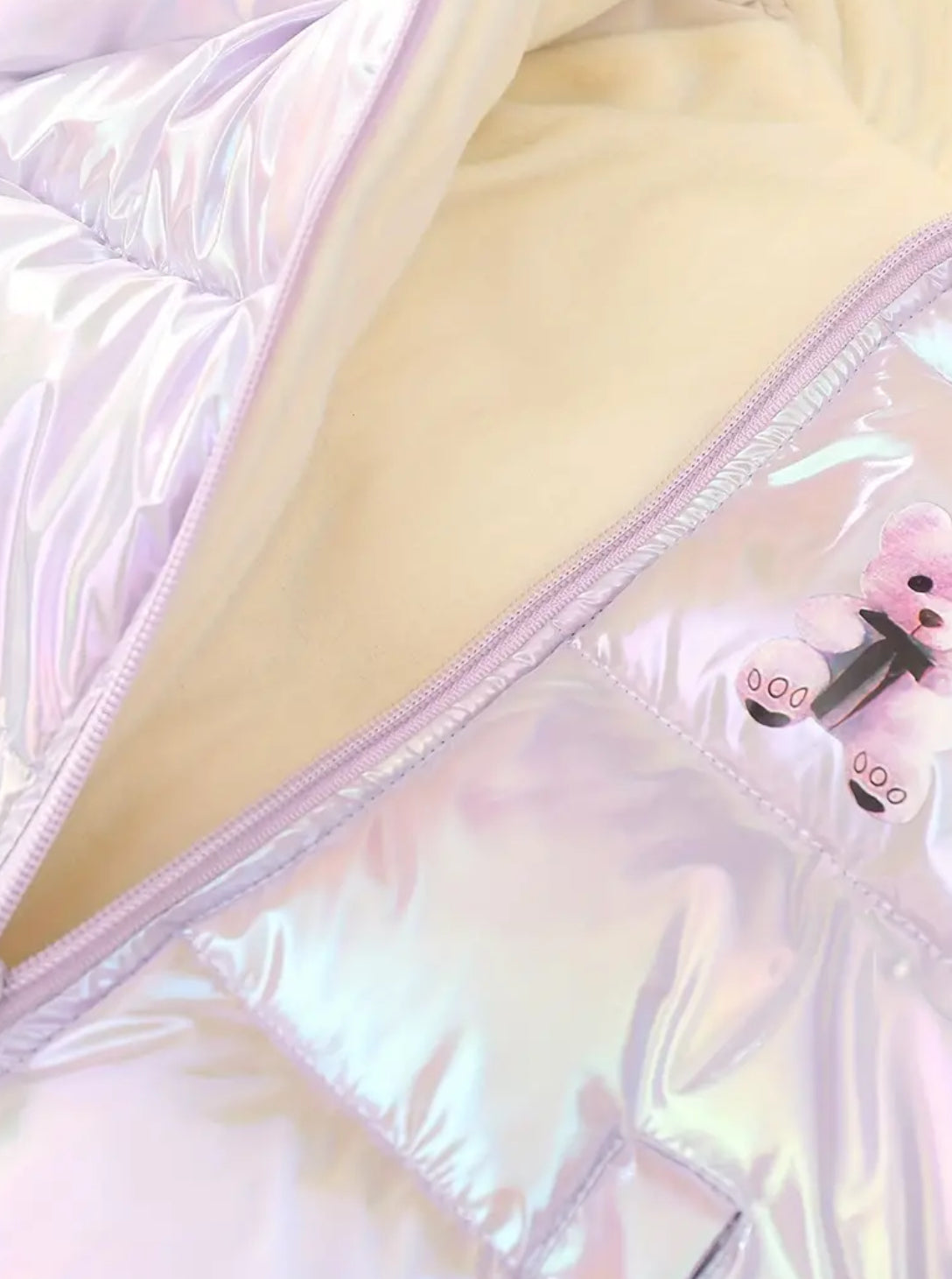 “Baby Bear” 🐻 Holographic Snowsuit, Puffer Coat with Hood and