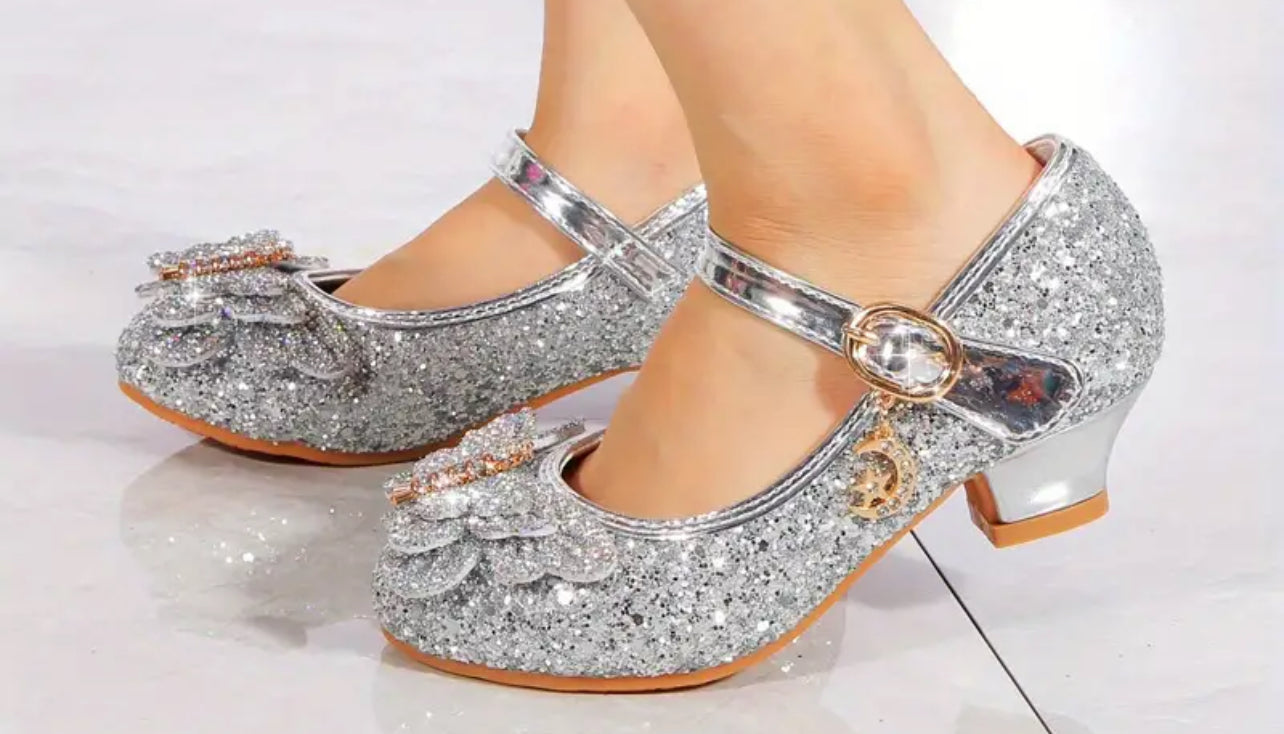 Trendy Elegant Rhinestone Butterfly Sequin High Heel Shoes For Girls