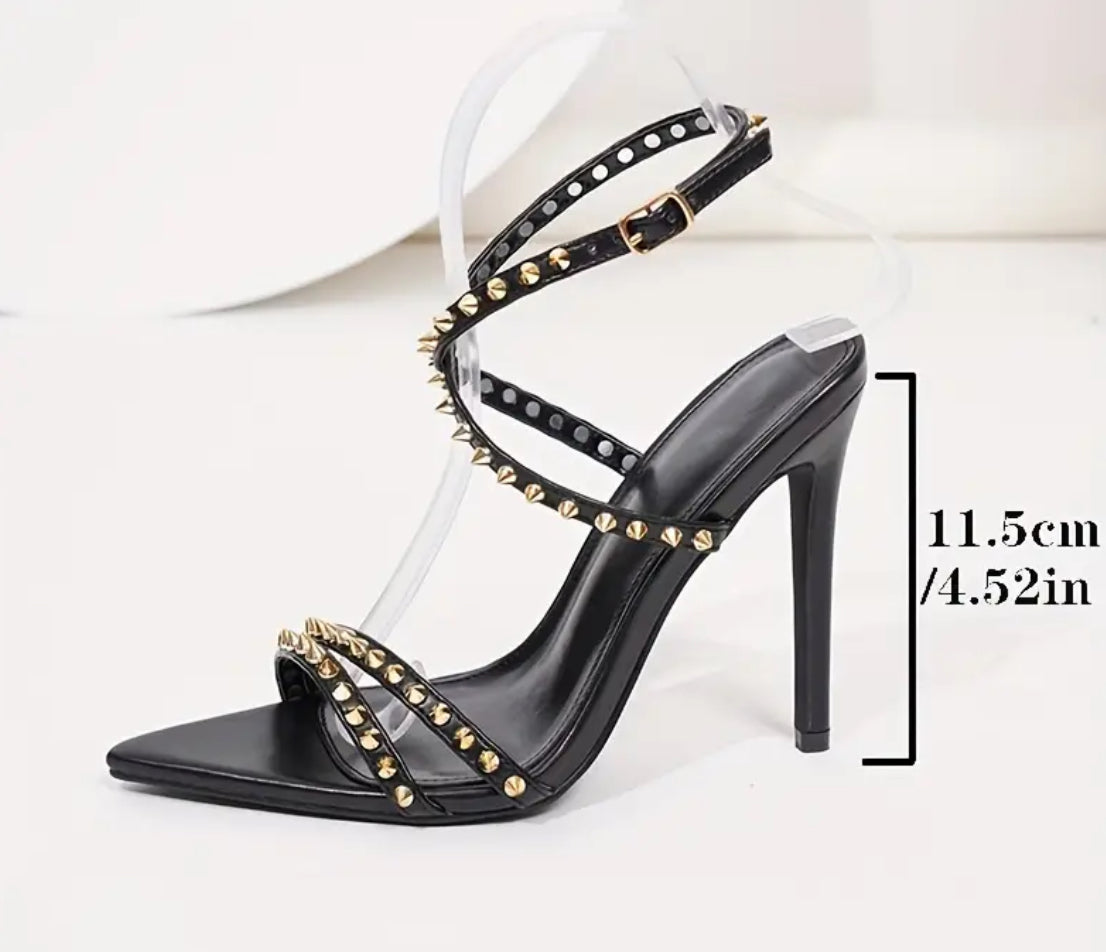 Crisscross Rivet Buckle Strappy High Heels - Women's