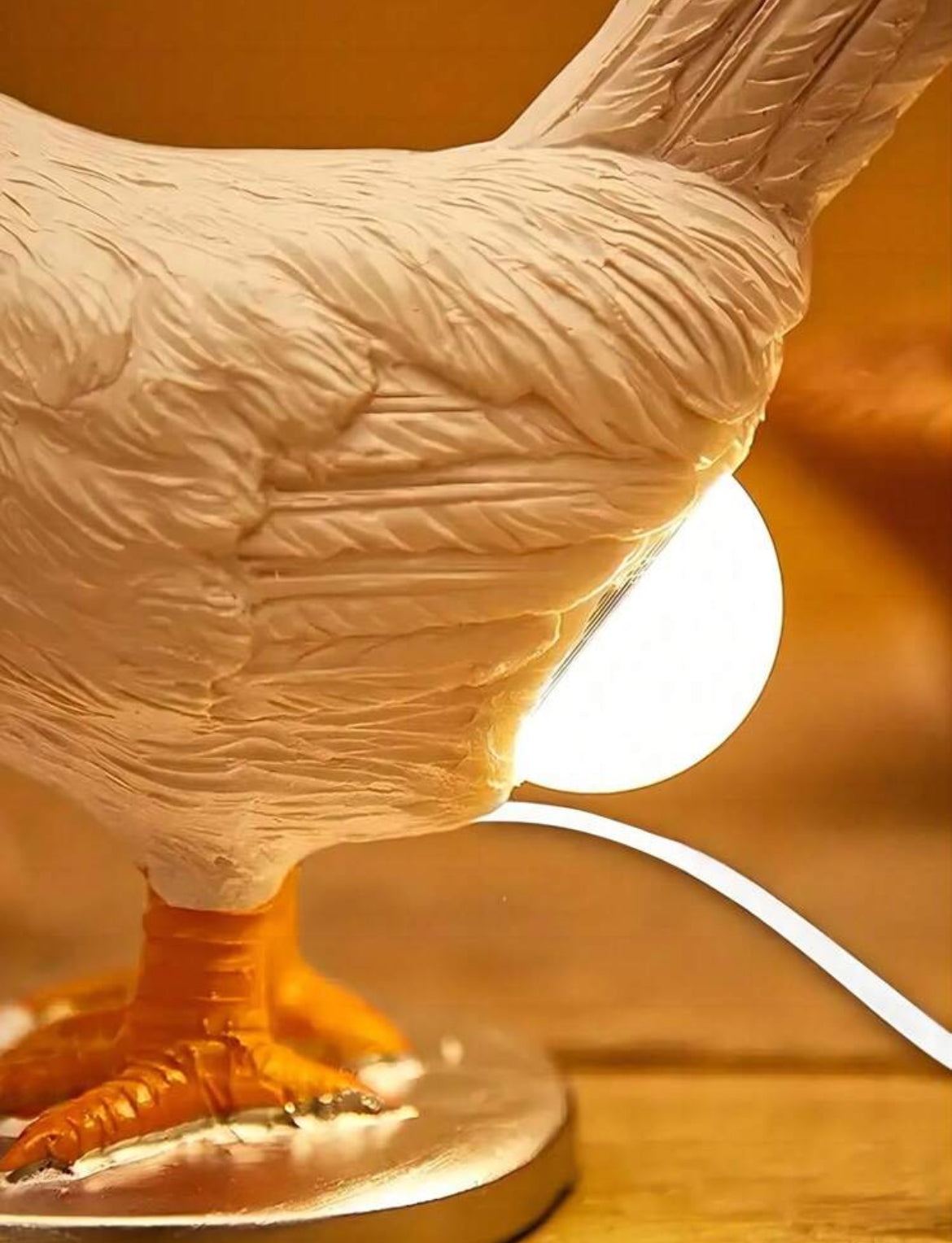 1pc Novel Funny Simulated Rooster Egg Laying Night Light, 3D Resin, USB