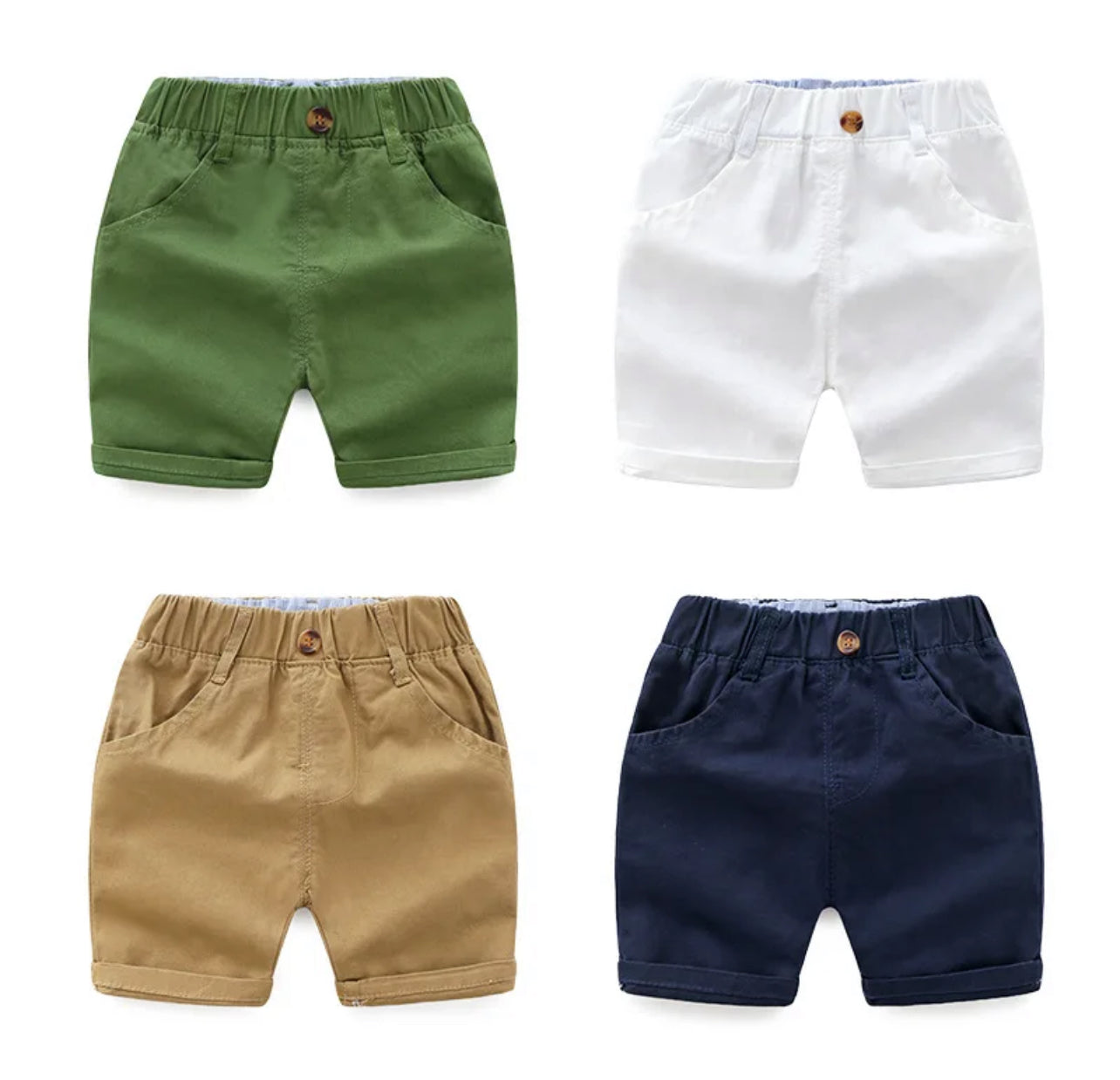 Pantalones cortos para niño de estilo preppy y colores sólidos