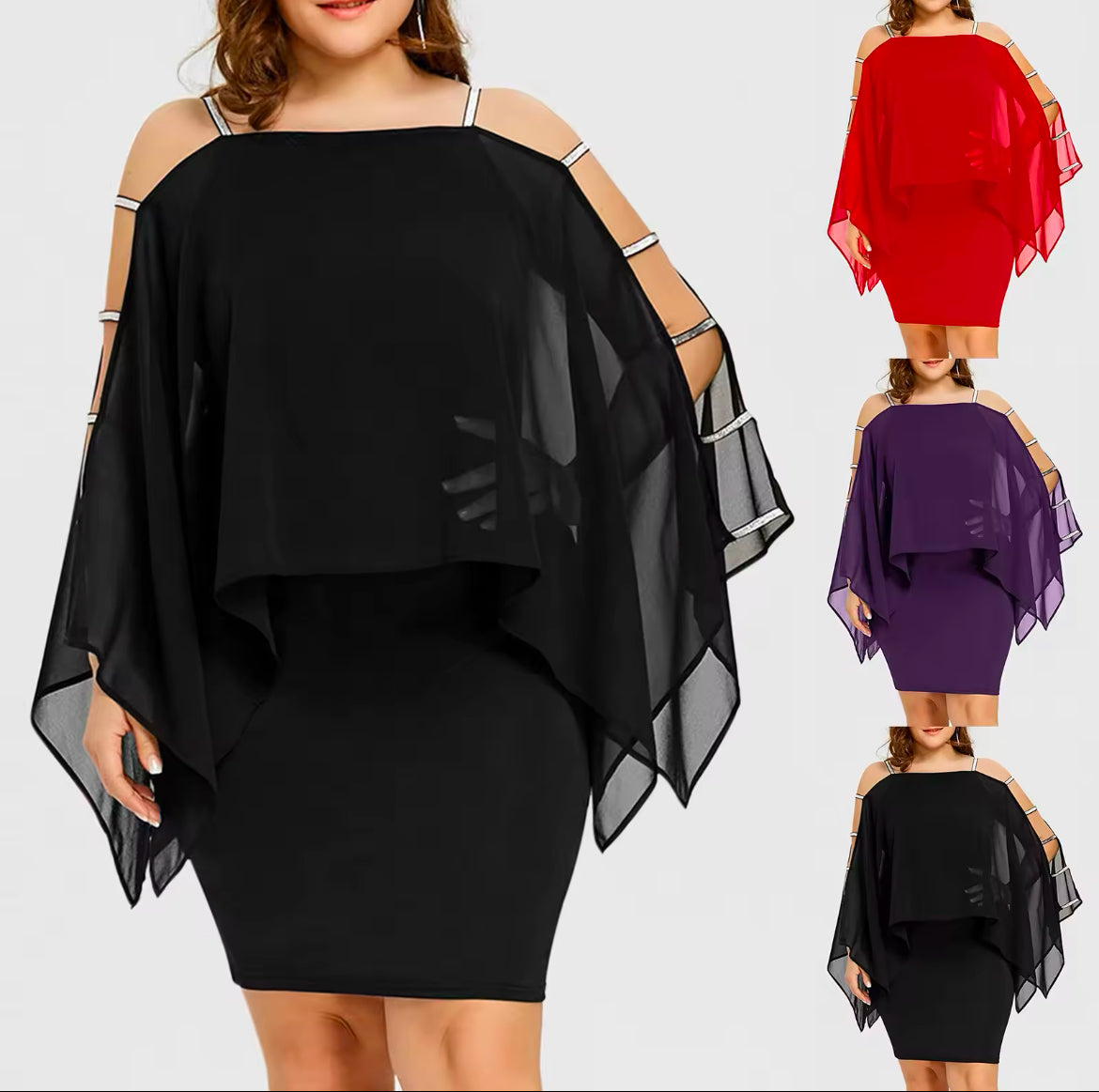 ‘Leslie’ 1XL to 4XL | Lace Swing Half Sleeve- Off Shoulder Cocktail Dress